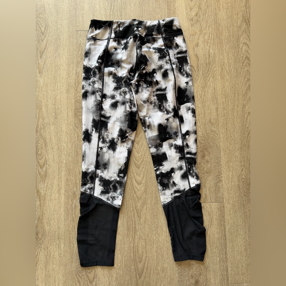 Calvin Klein Tie Dye Leggings Black White Cloud Print Activewear Large - Picture 3 of 8